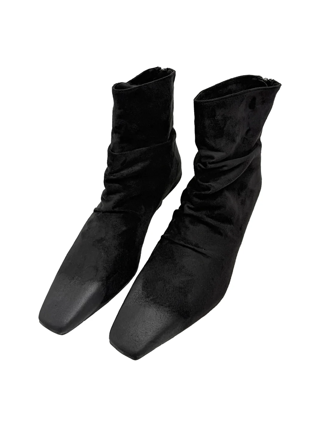 Abstract garden | Square-Toe Suede Slouch Wedge Ankle Boots
