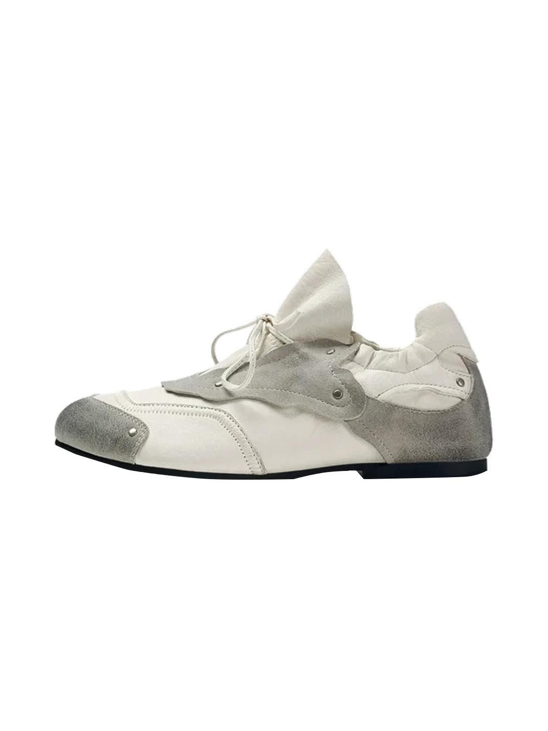 XMZY | Distressed Leather Patchwork Retro Training Sneakers