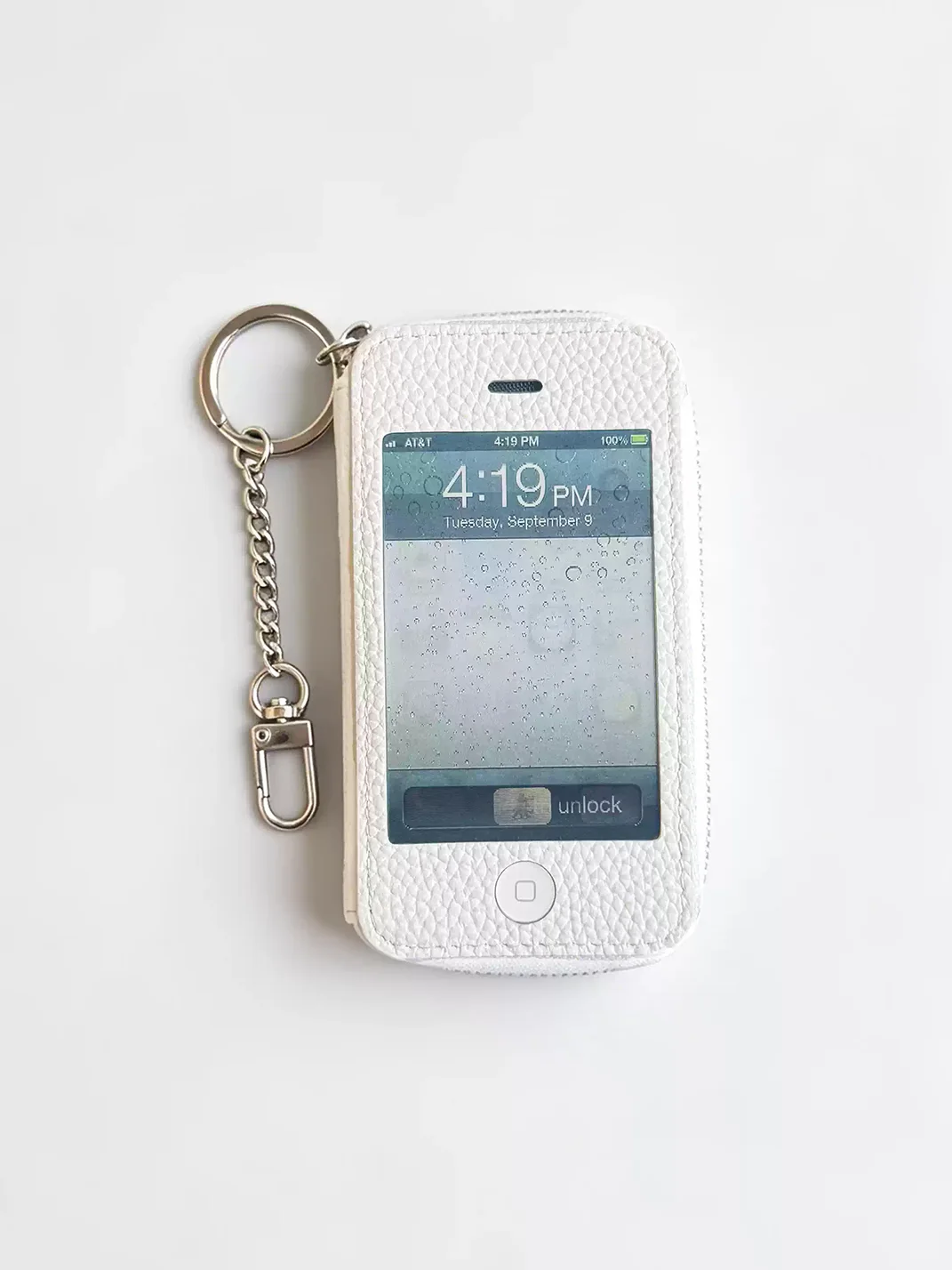 IV MATIC | Retro Pebbled Leather Card Holder Keychain