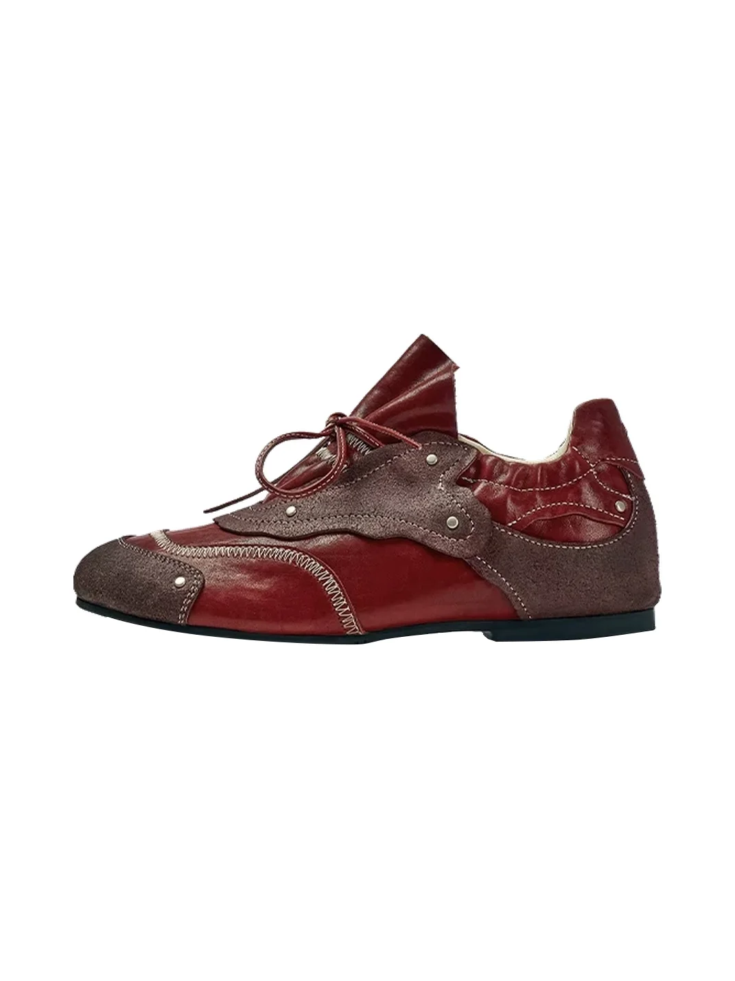 XMZY | Distressed Leather Patchwork Retro Training Sneakers