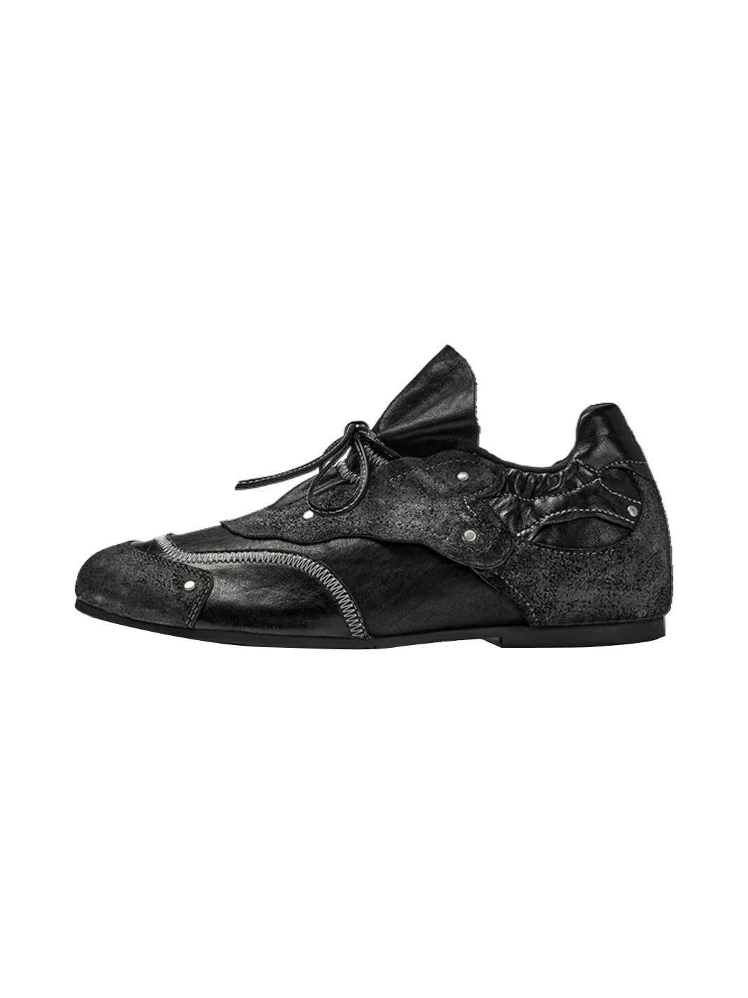 XMZY | Distressed Leather Patchwork Retro Training Sneakers