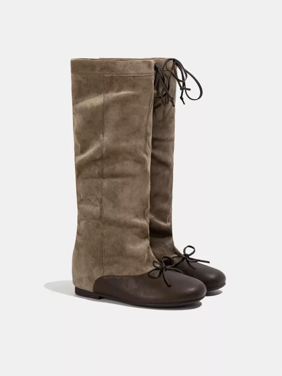 LMDD | Colorblock Bow Slouch Tall Boots - 3