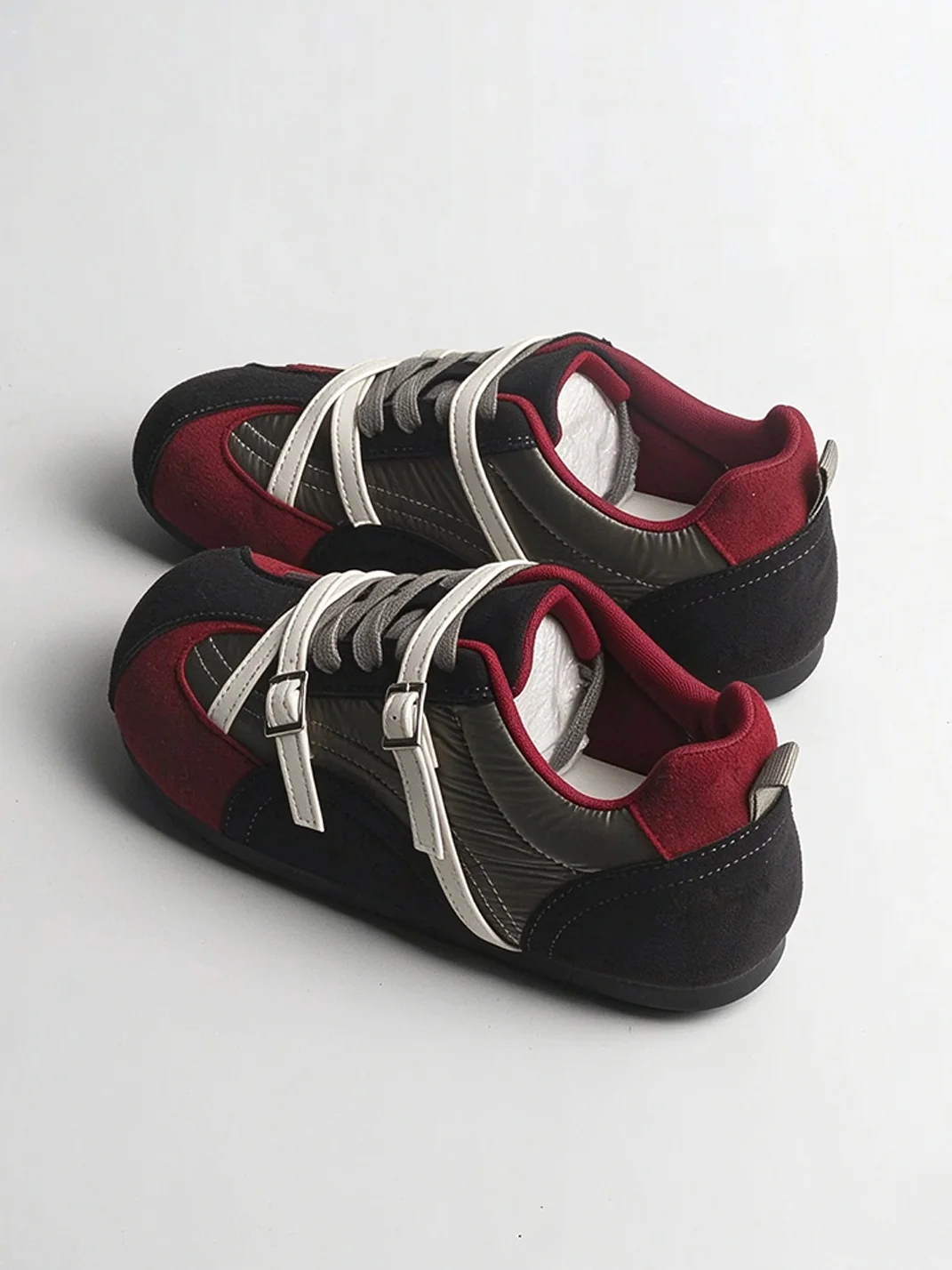 Jpoetry | Retro Colorblock Buckle Lace-Up Sneakers