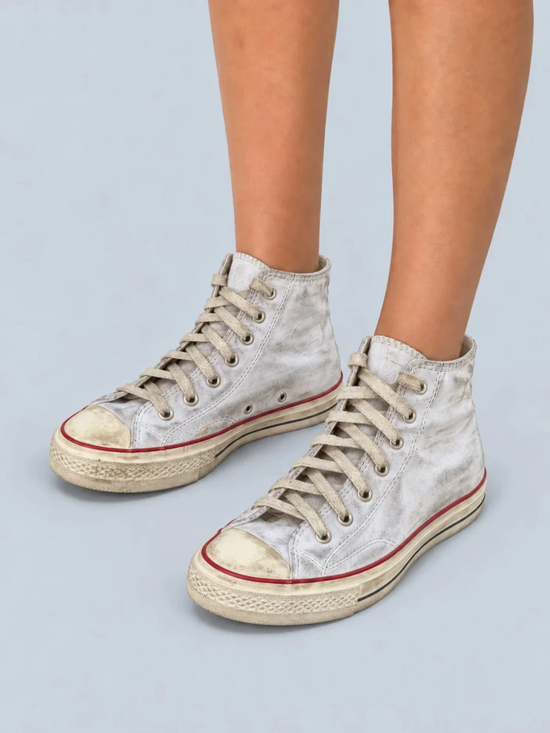 Rs by RebelSeed | Hand-Painted Distressed White High-Top Canvas Sneakers