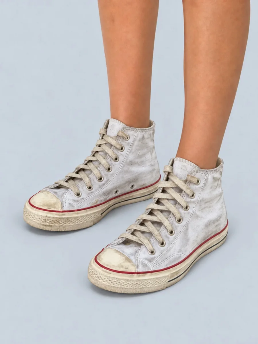 Rs by RebelSeed | Hand-Painted Distressed White High-Top Canvas Sneakers - 2