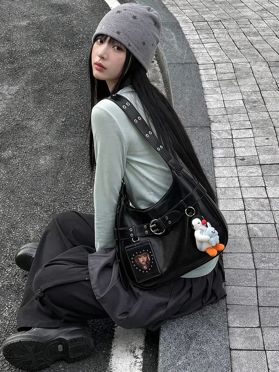 Mule Donkey | Black Biker Crossbody Shoulder Bag
