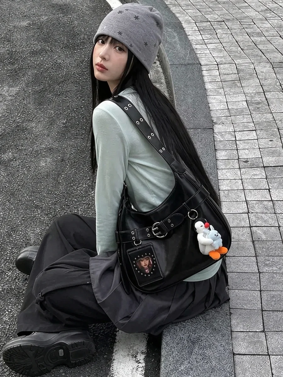 Mule Donkey | Black Biker Crossbody Shoulder Bag - 3