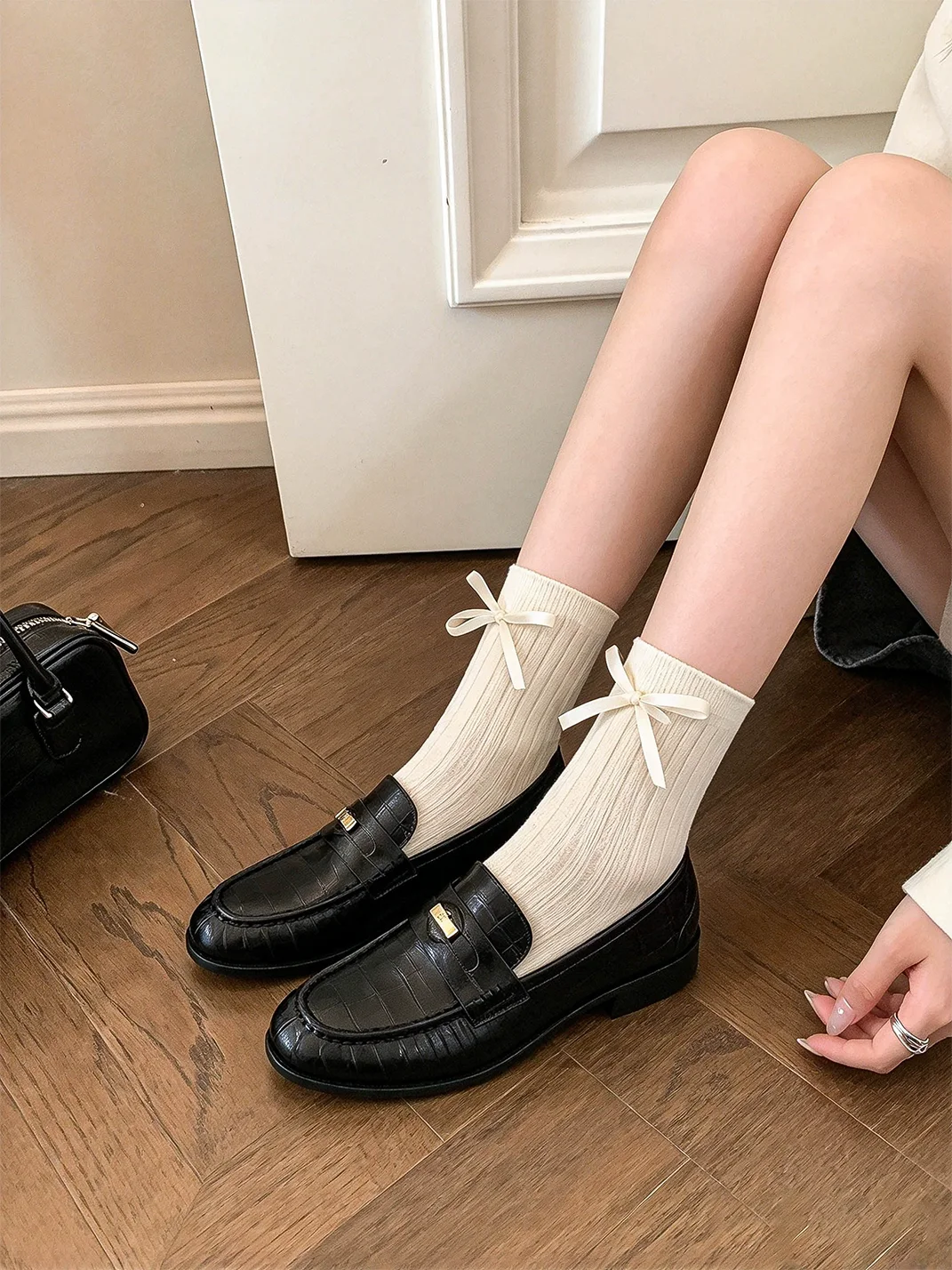 RONGRONG BABY | Eel-Textured Chunky-Heel Slip-On Loafers