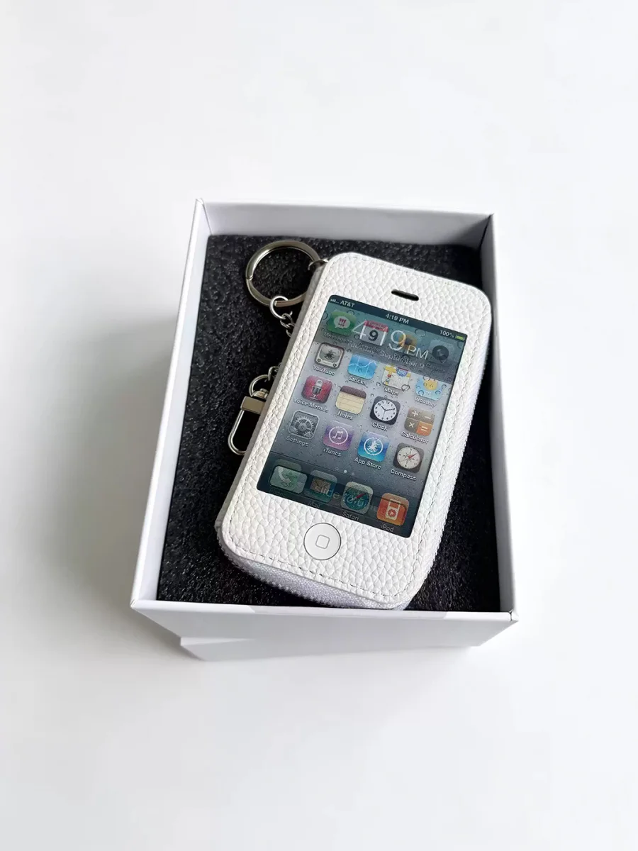 IV MATIC | Retro Pebbled Leather Card Holder Keychain - 3