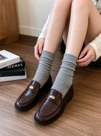RONGRONG BABY | Eel-Textured Chunky-Heel Slip-On Loafers