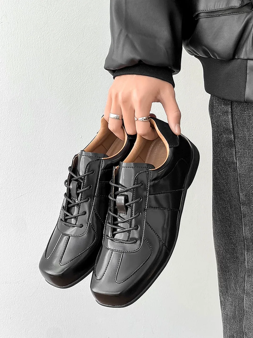FGMM | Retro Square Toe Leather Derby Shoes