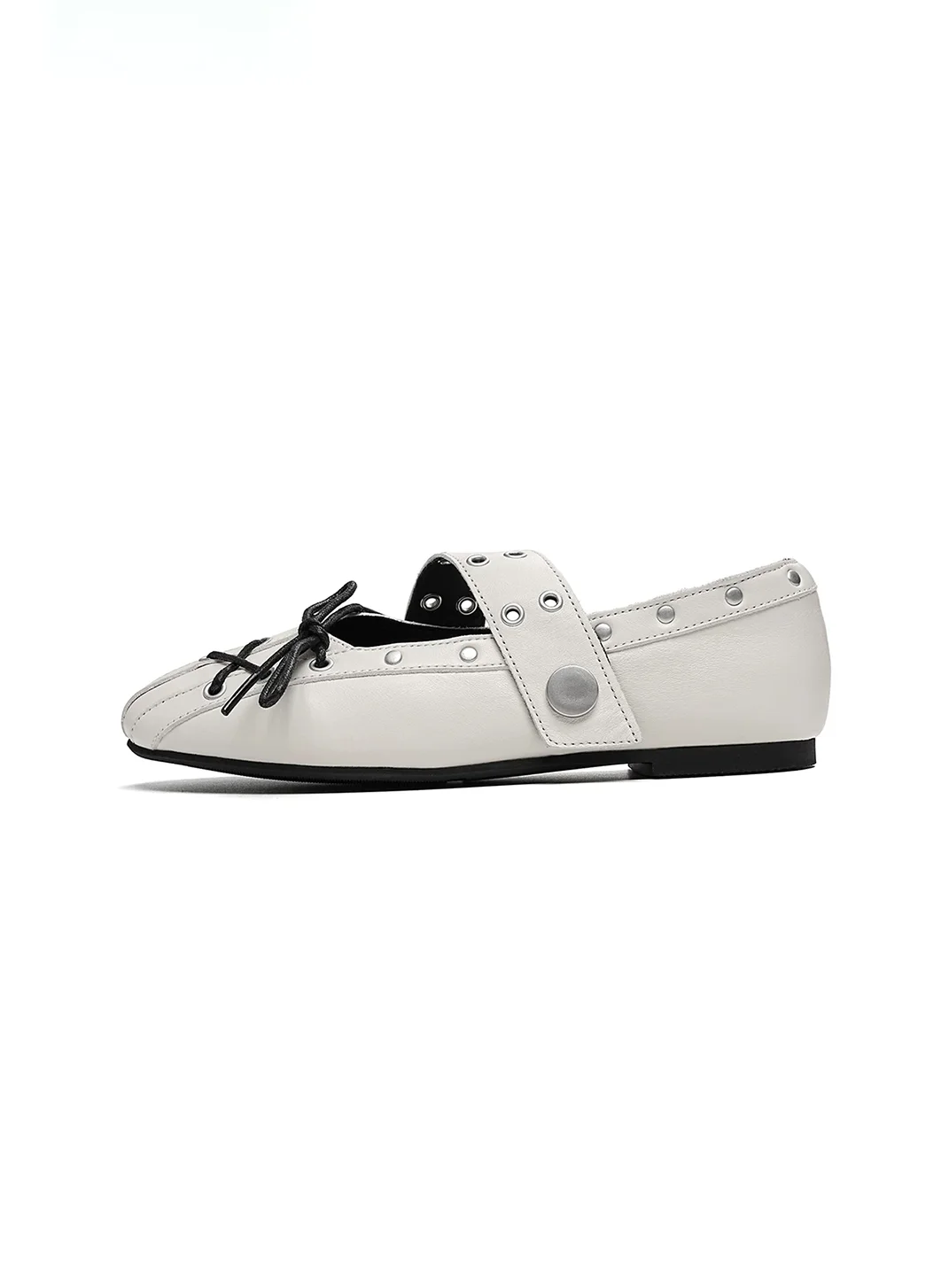 EBLAN | Studded Lace-Up Mary Jane Ballet Flats