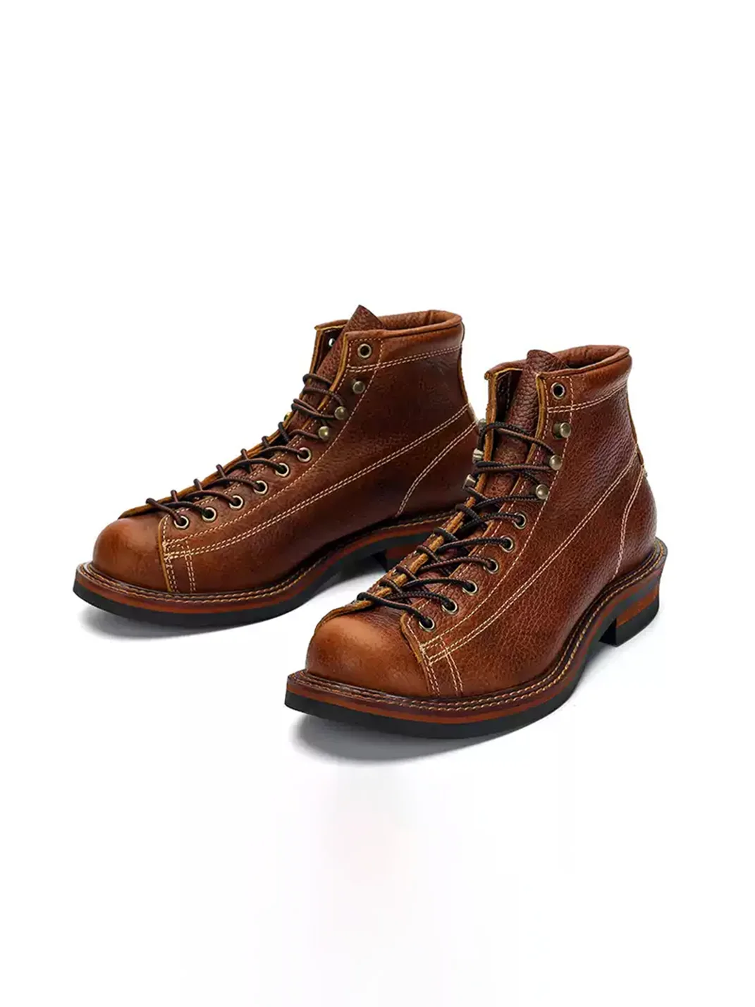 OLD BUY | Retro Colorblock Round Toe Leather Ankle Boots