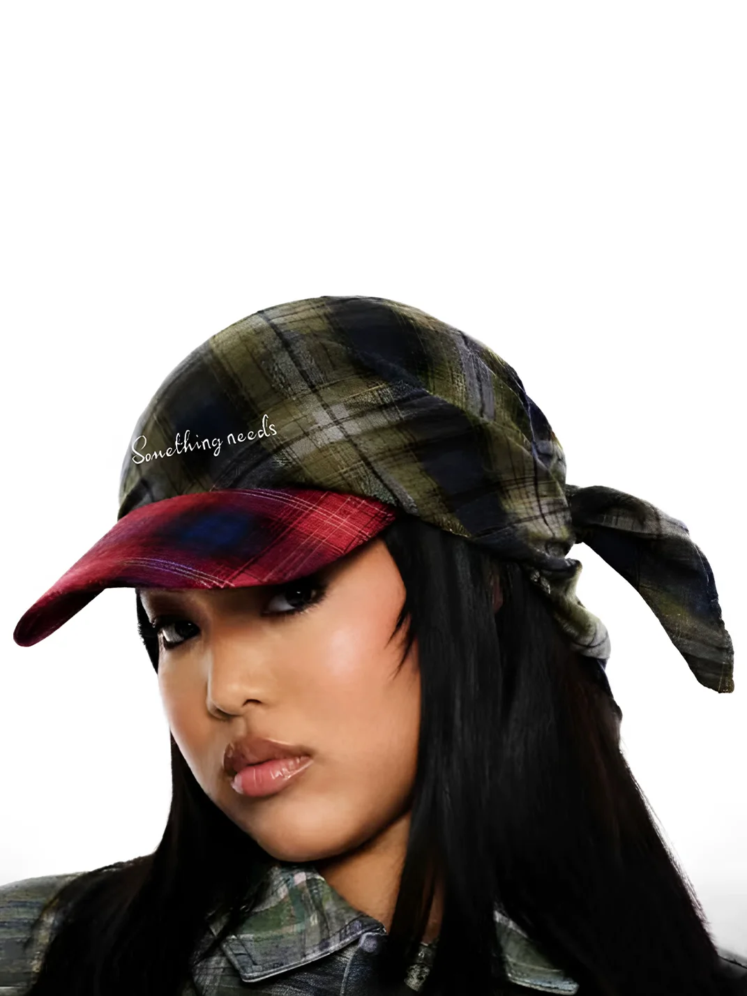 Something needs | Plaid Patchwork Tie-Back Baseball Cap