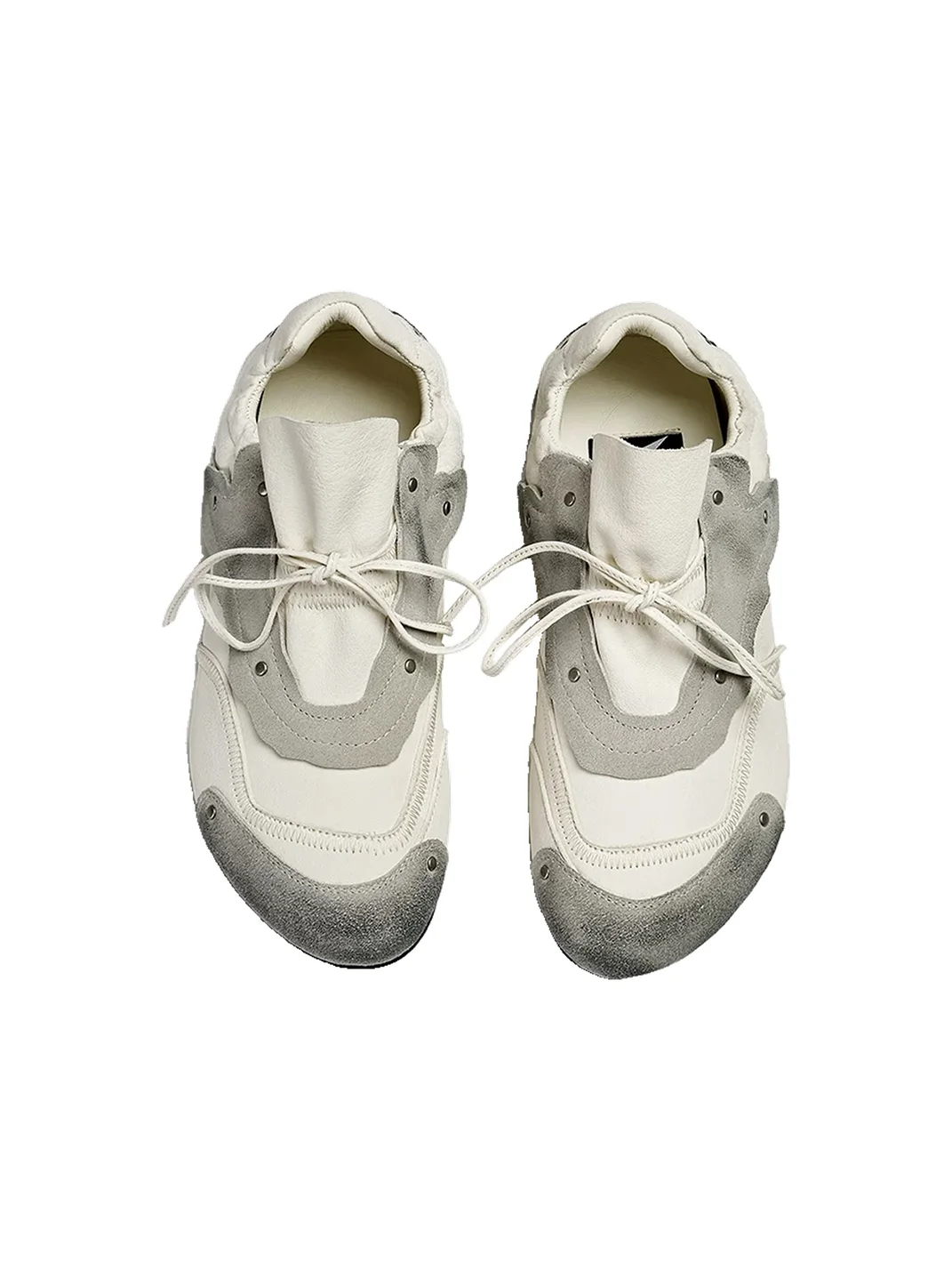 XMZY | Distressed Leather Patchwork Retro Training Sneakers