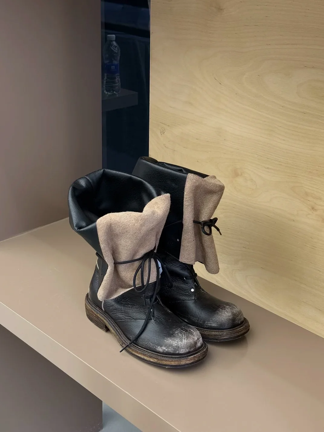 In lucky | Colorblock Lace-Up Short Riding Boots