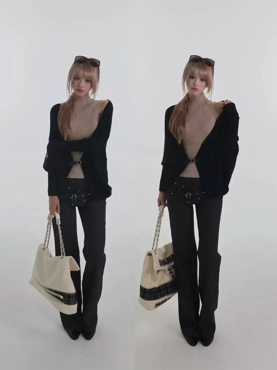 Bae bi | Batwing Sleeve Clasp Front Knit Cardigan - 2