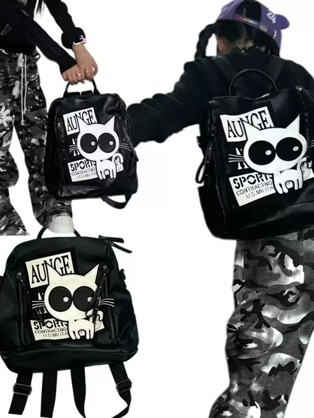 Hottie | Cat Graphic Lettering Backpack