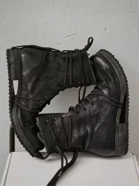 MXBNX | Upturned-Toe Lace-Up Chunky Sole Ankle Boots