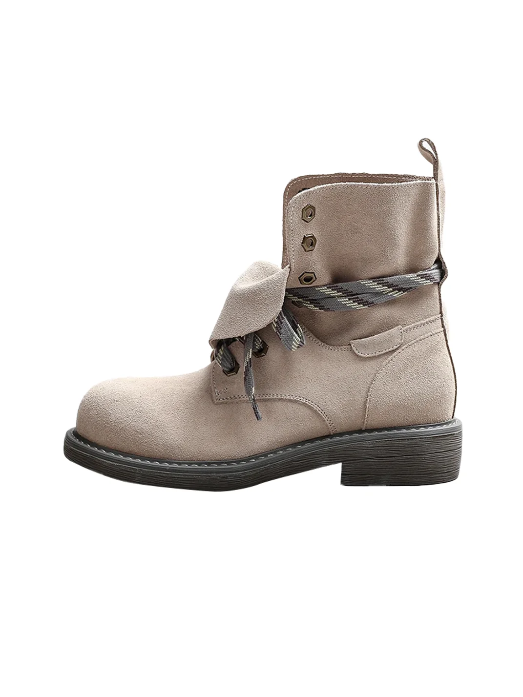 CSSStudio | Suede Lace-Up Fringe Chunky Heel Boots