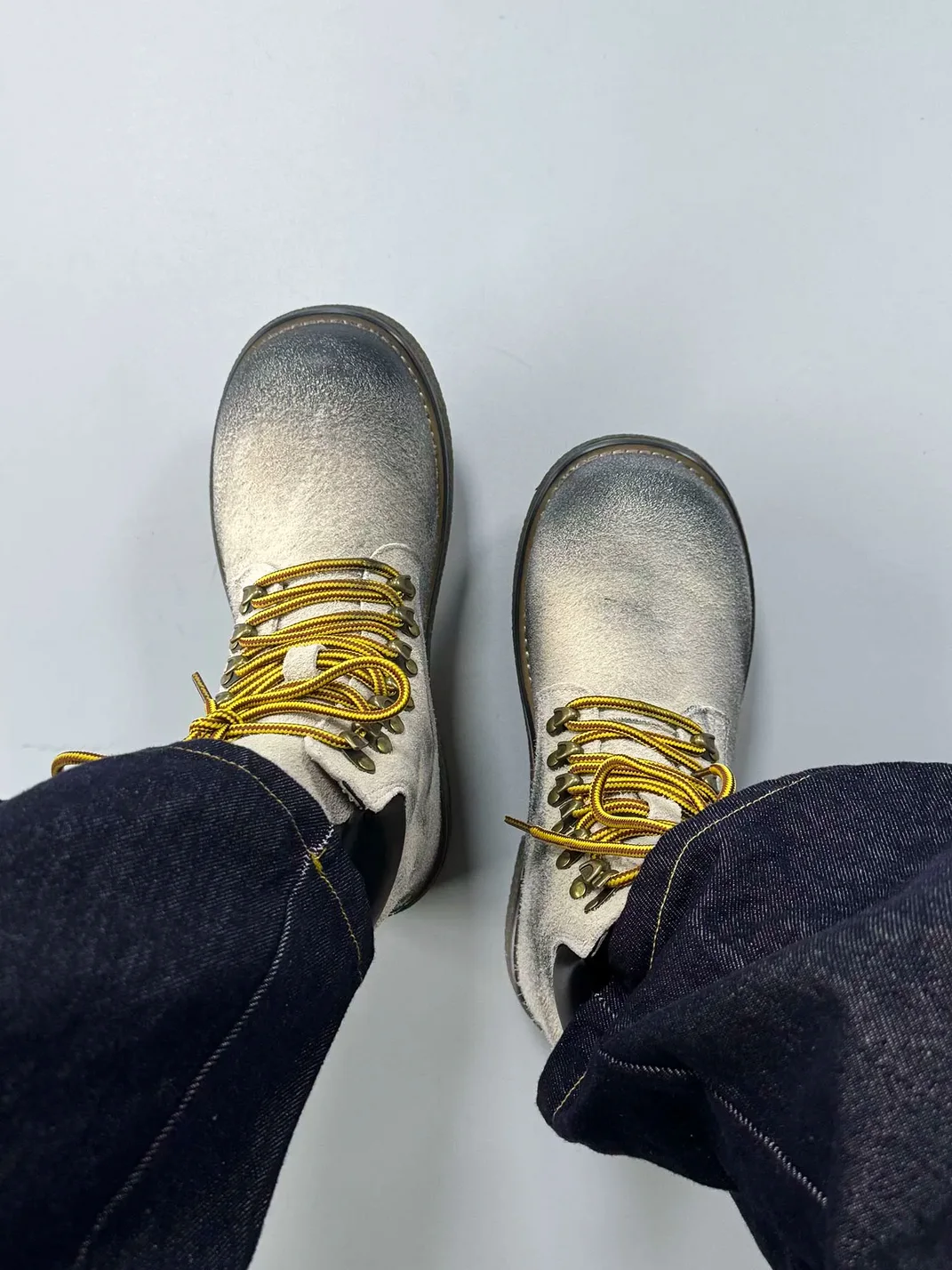 RCAD | Distressed Round-Toe Lace-Up Thick-Sole Boots
