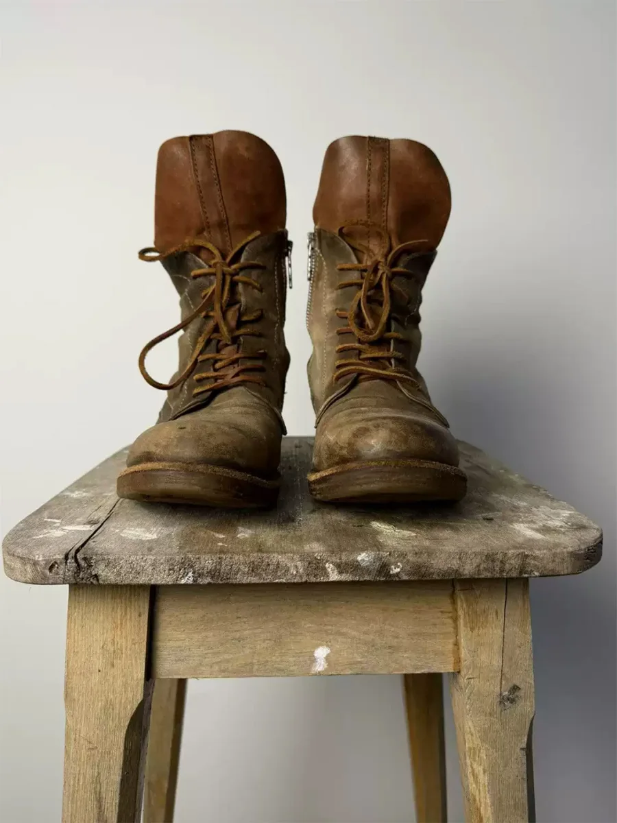 DLMNX | Distressed Leather Ankle Work Boots - 3