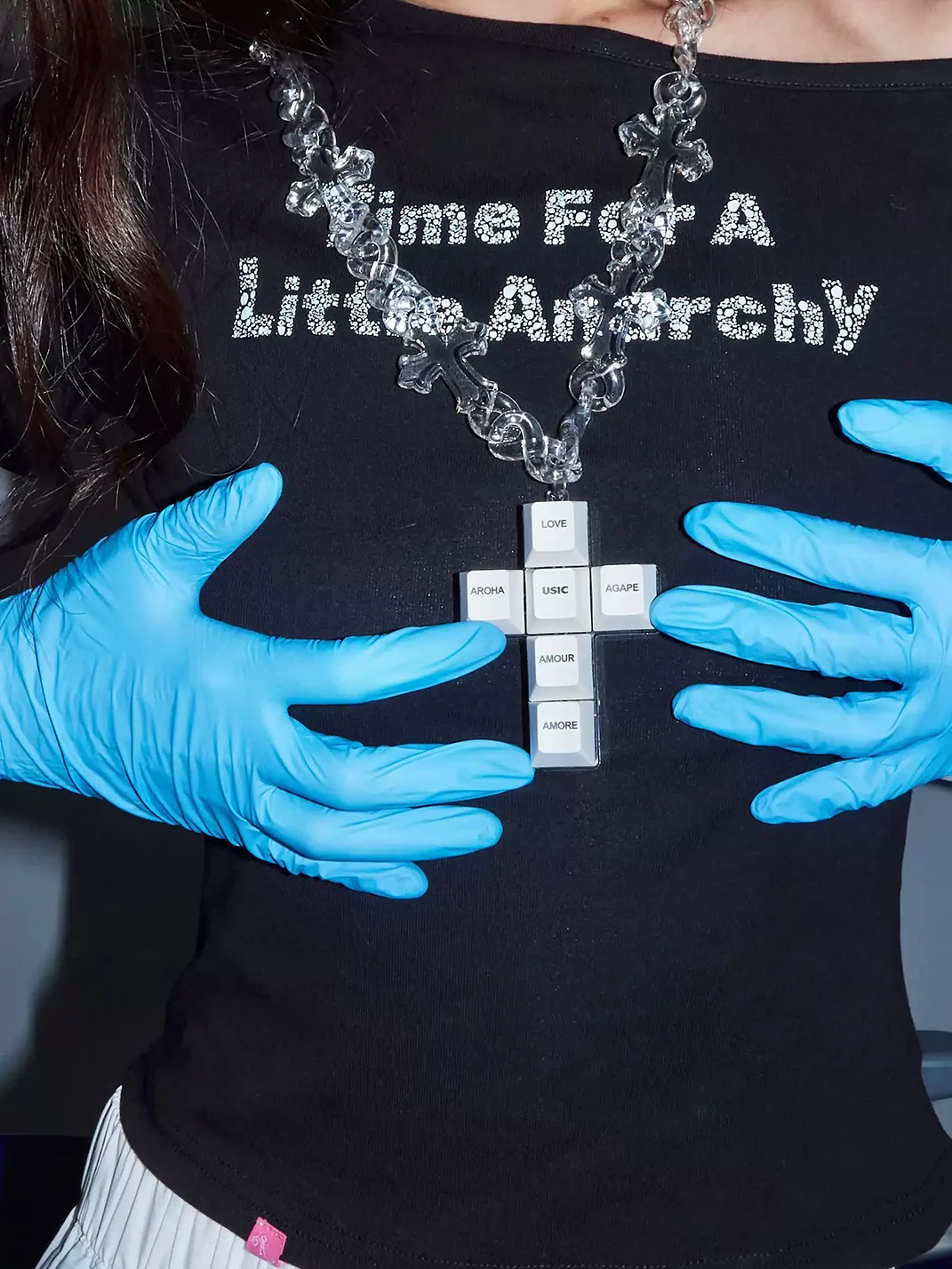 USIC | Six-Language Love Keyboard Key Cross Necklace
