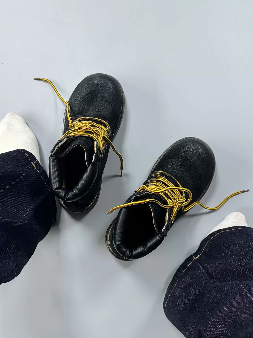 RCAD | Distressed Round-Toe Lace-Up Thick-Sole Boots