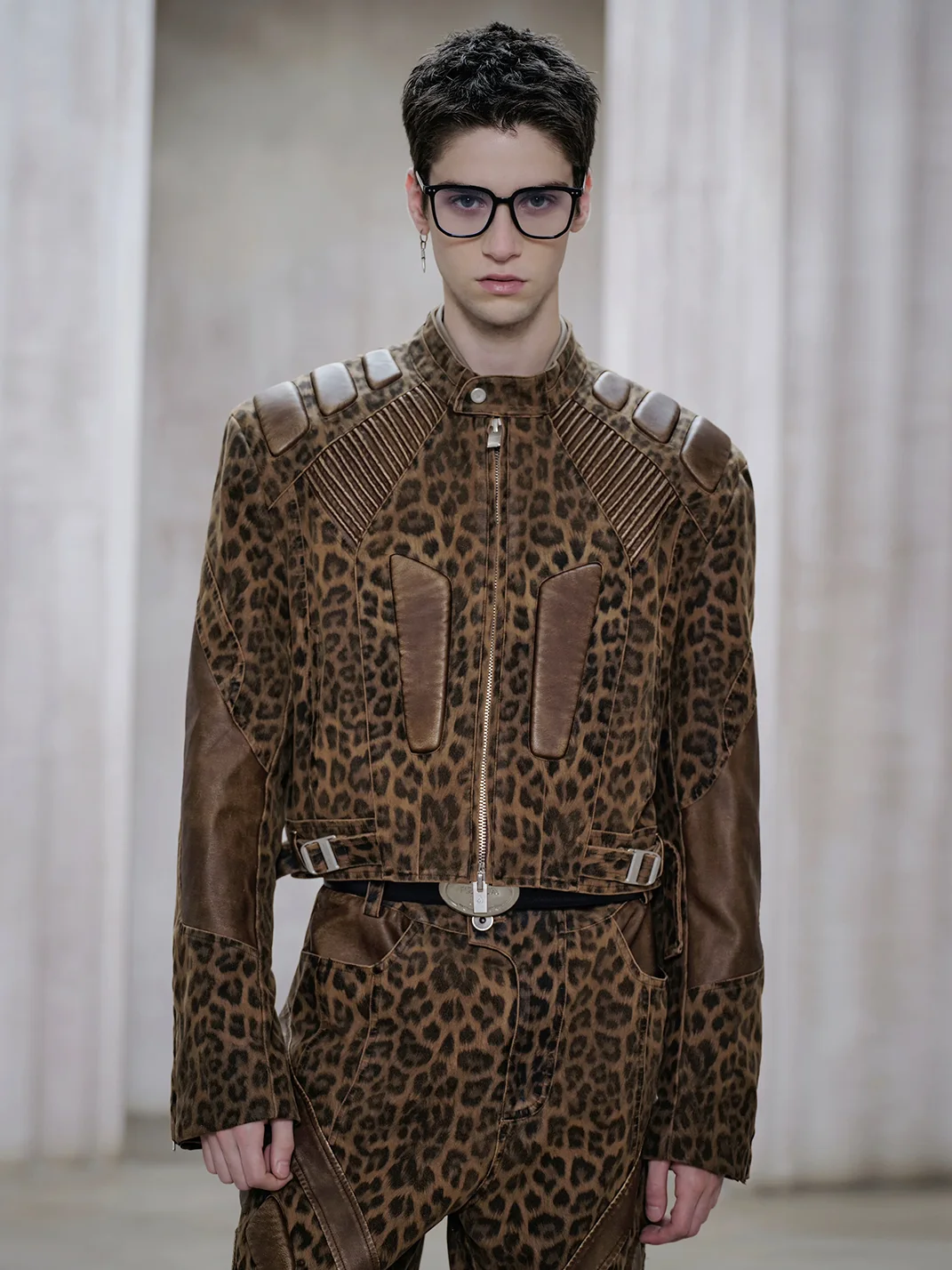 FACEONLAB | Leopard Print Motorcycle Jacket