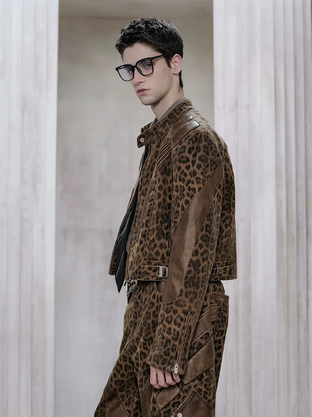 FACEONLAB | Leopard Print Motorcycle Jacket