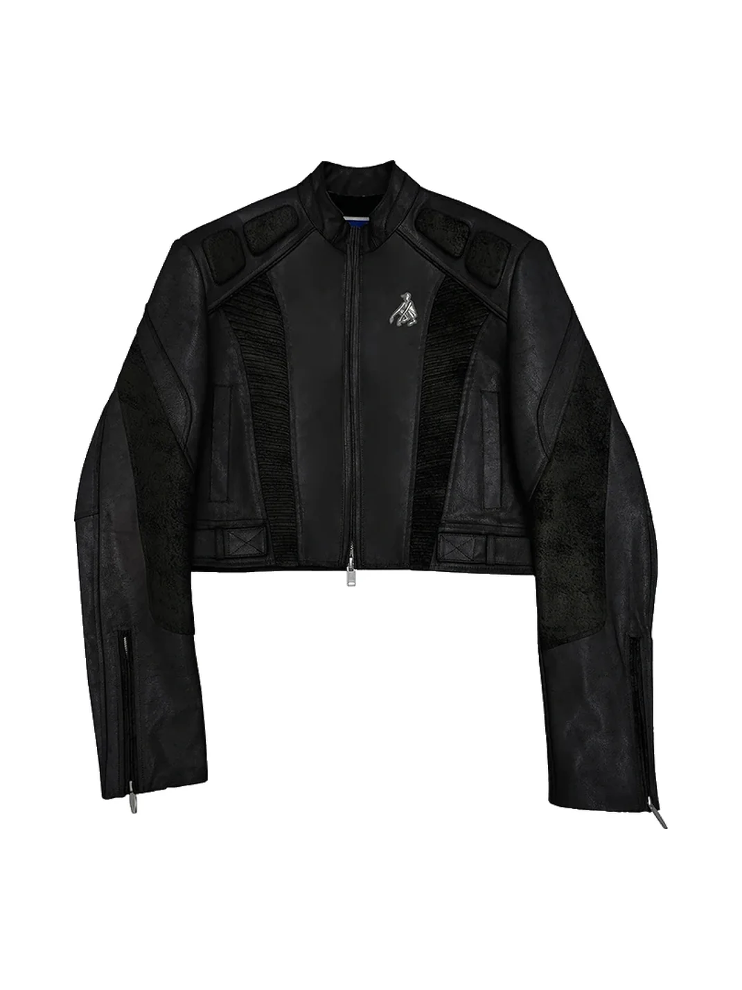 FACEONLAB | Cropped Motorcycle Leather Jacket