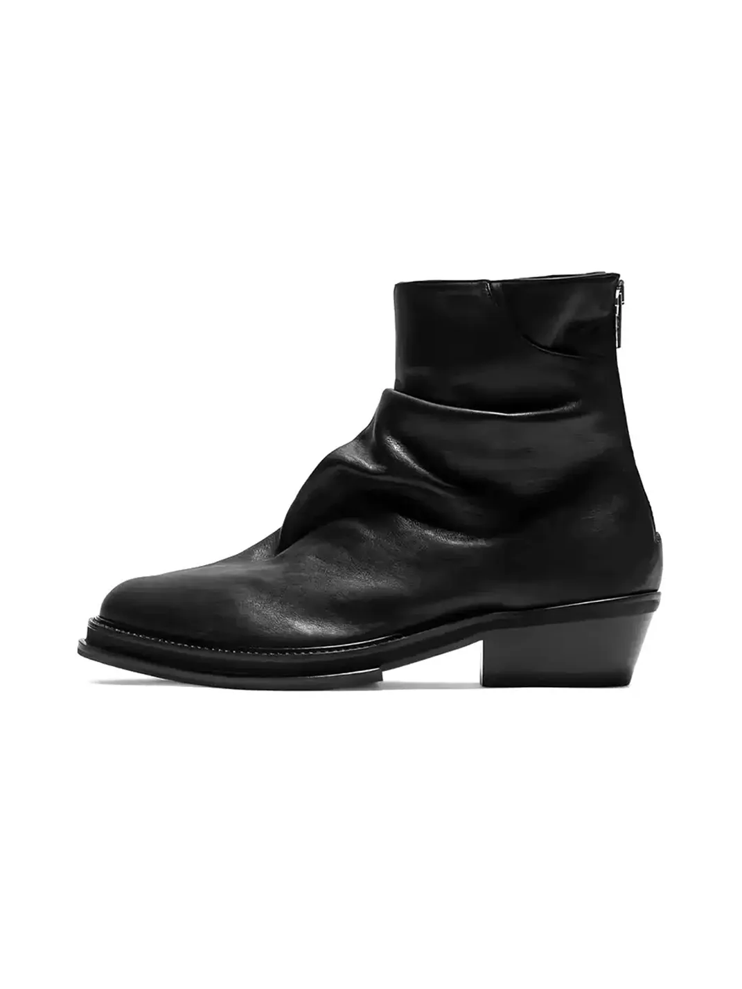 SELVMAKE | Handmade Wrinkled Cowhide Chelsea Boots With Back Zippers
