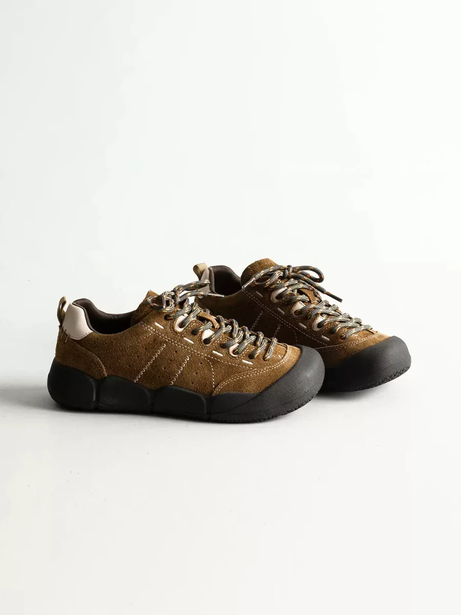 KAIMANLI | Retro Leather Lace-Up Platform Sneakers - 4