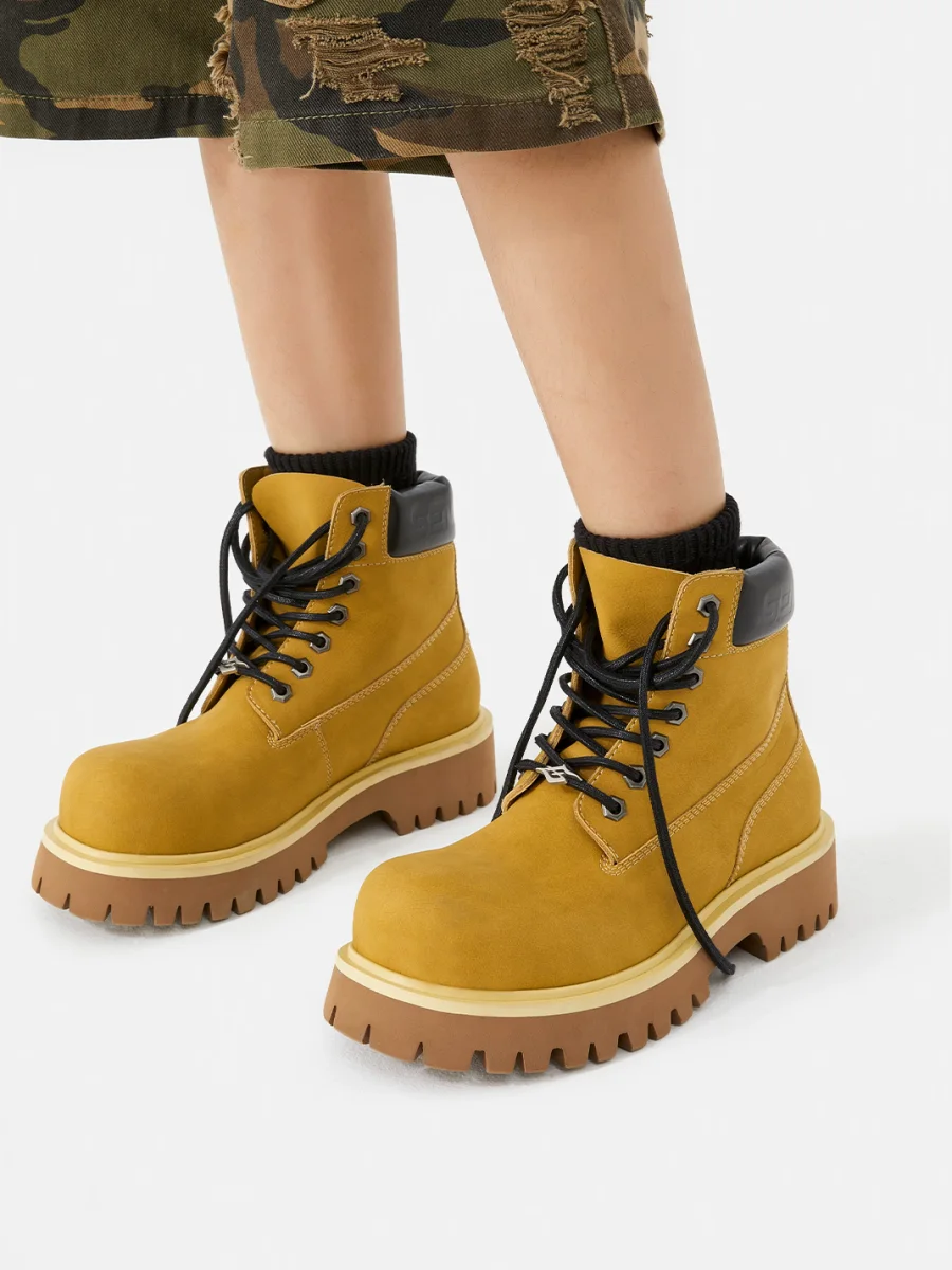 SENGUOGUO | High-Top Thick-Sole Derby Boots - 2