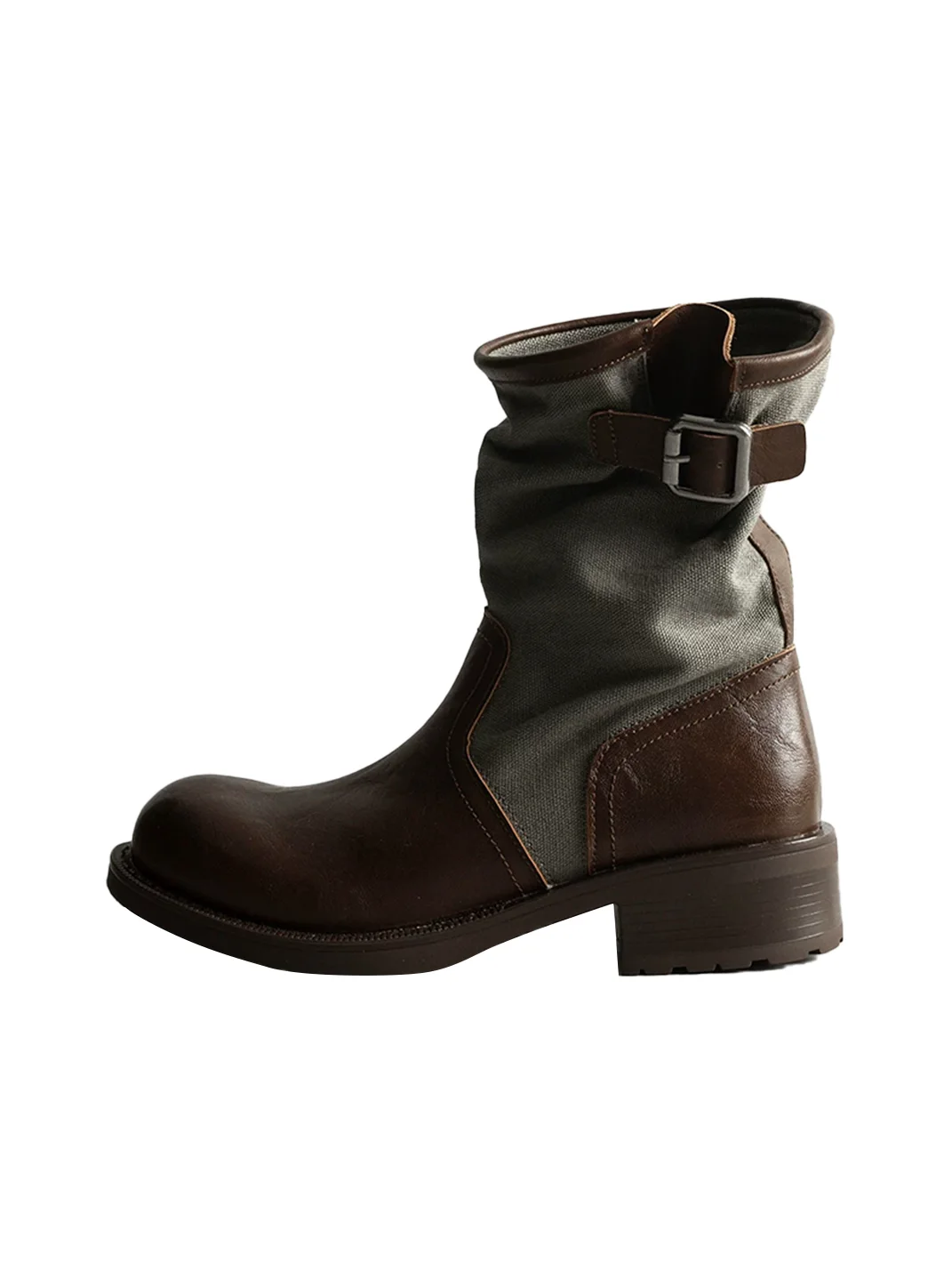 KAIMANLI | Buckle Chunky Heel Western Boots