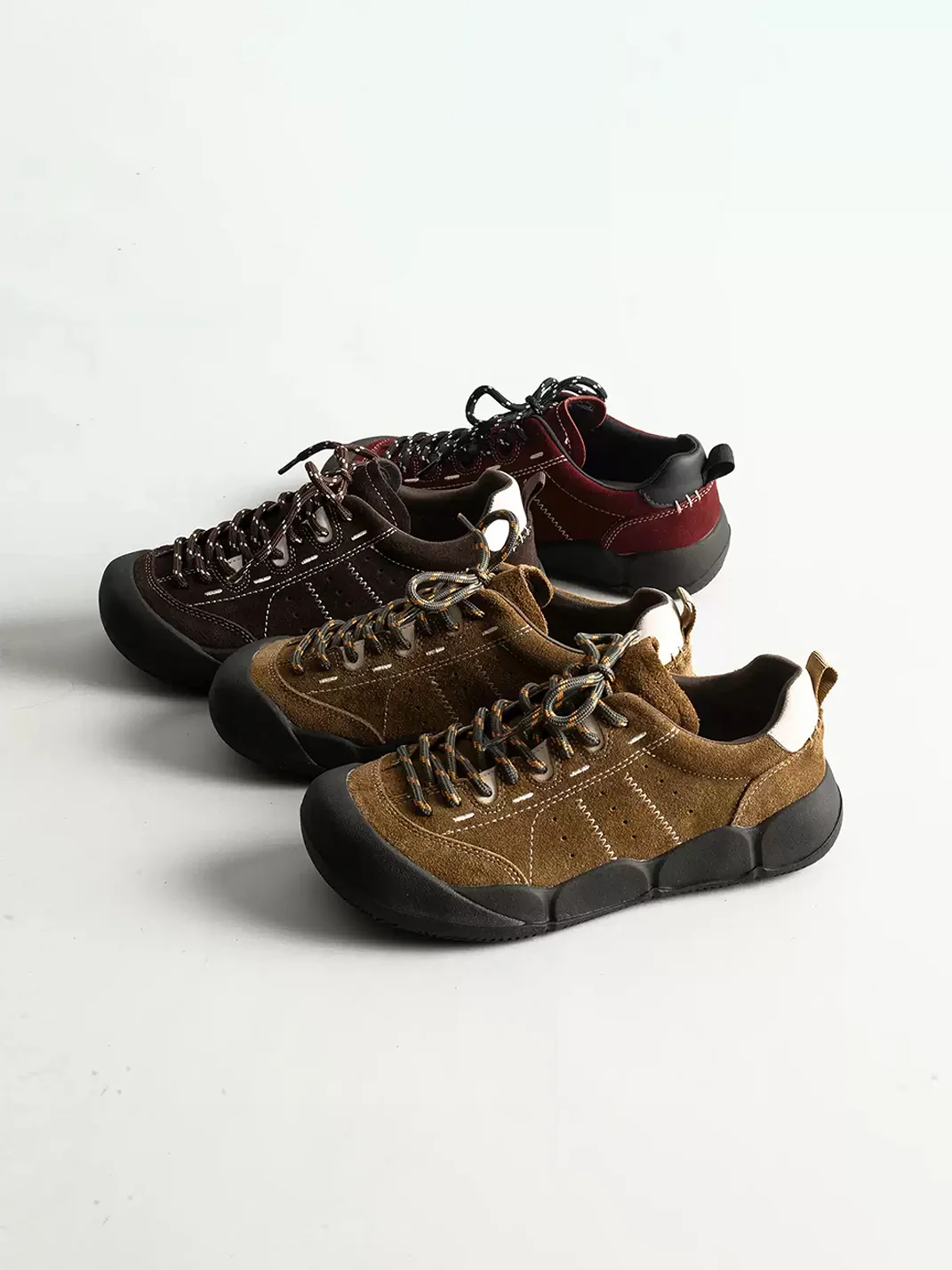 KAIMANLI | Retro Leather Lace-Up Platform Sneakers