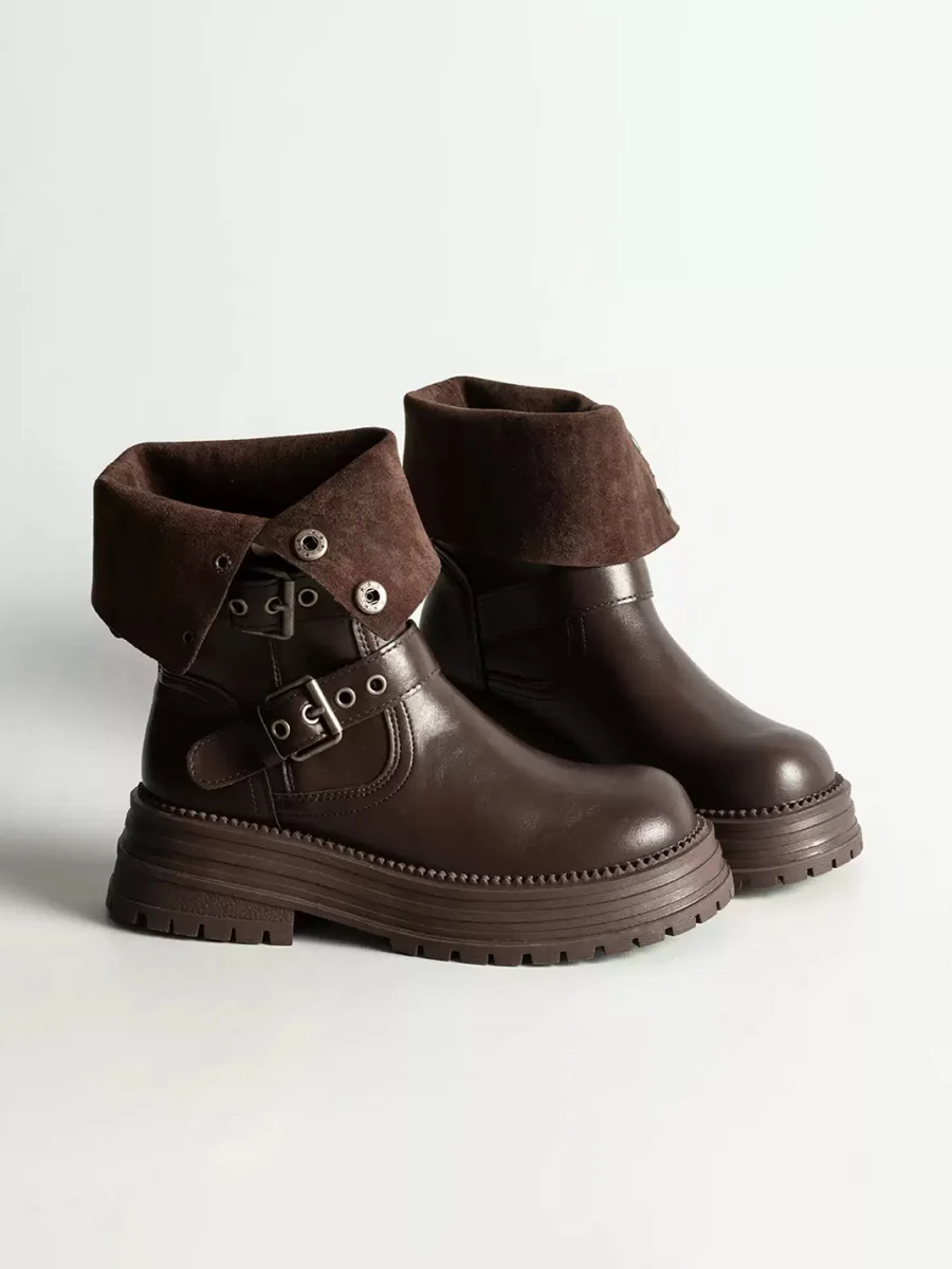 KAIMANLI | Leather Mid-Calf Platform Biker Boots - 2
