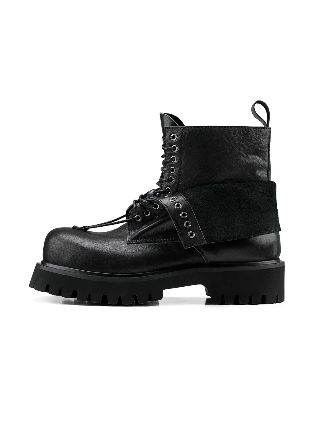 HANQIAORIJI | Double Layer Leather Platform Biker Boots