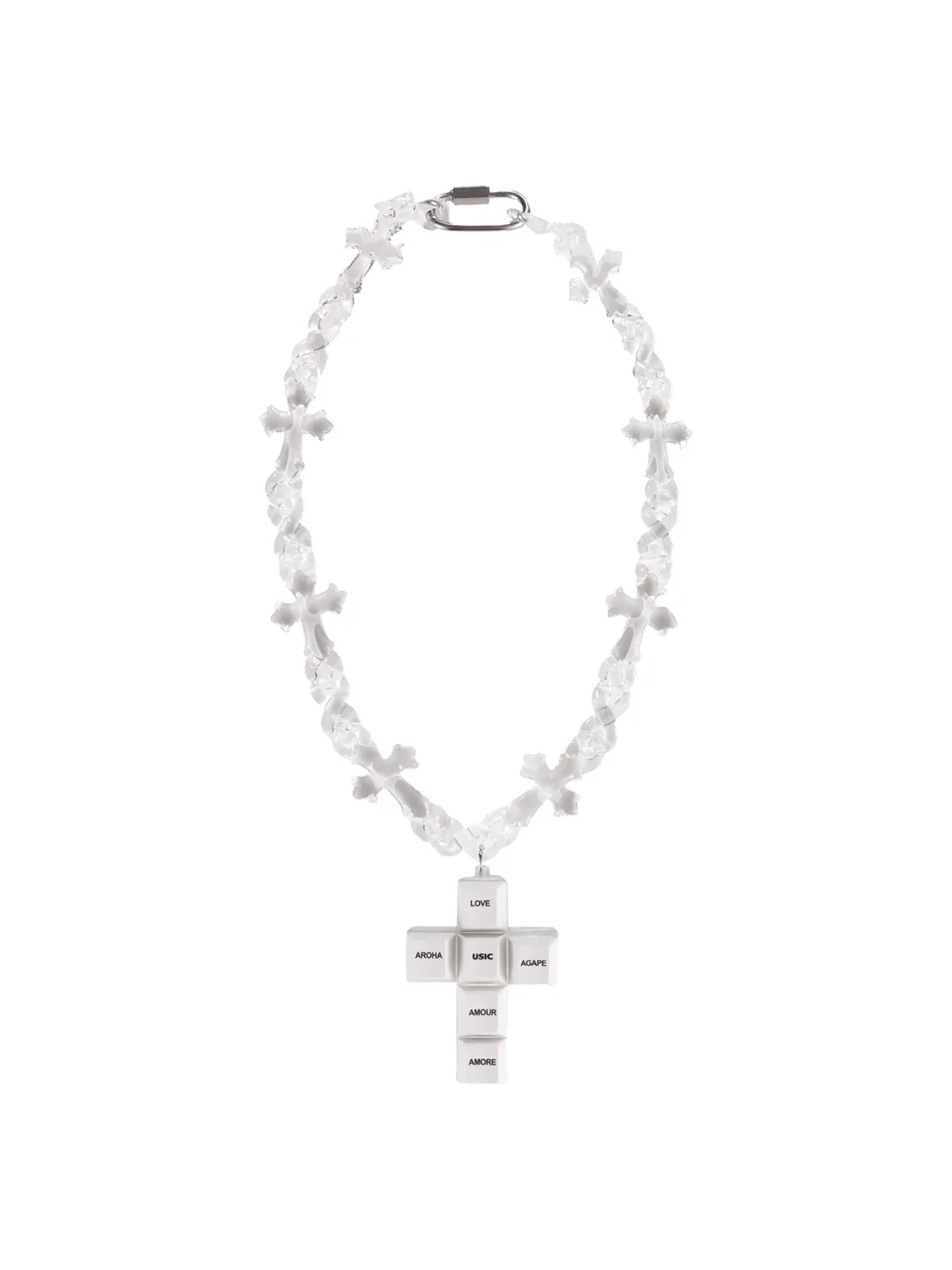 USIC | Six-Language Love Keyboard Key Cross Necklace