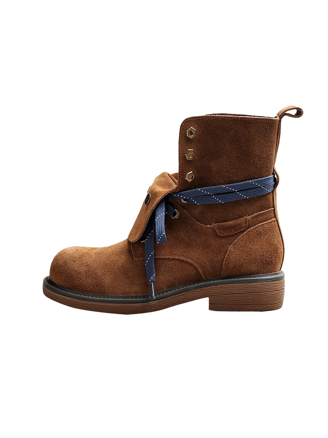 CSSStudio | Suede Lace-Up Fringe Chunky Heel Boots