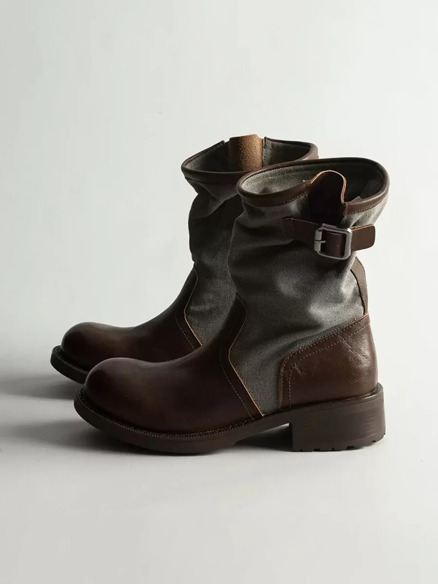 KAIMANLI | Buckle Chunky Heel Western Boots - 2