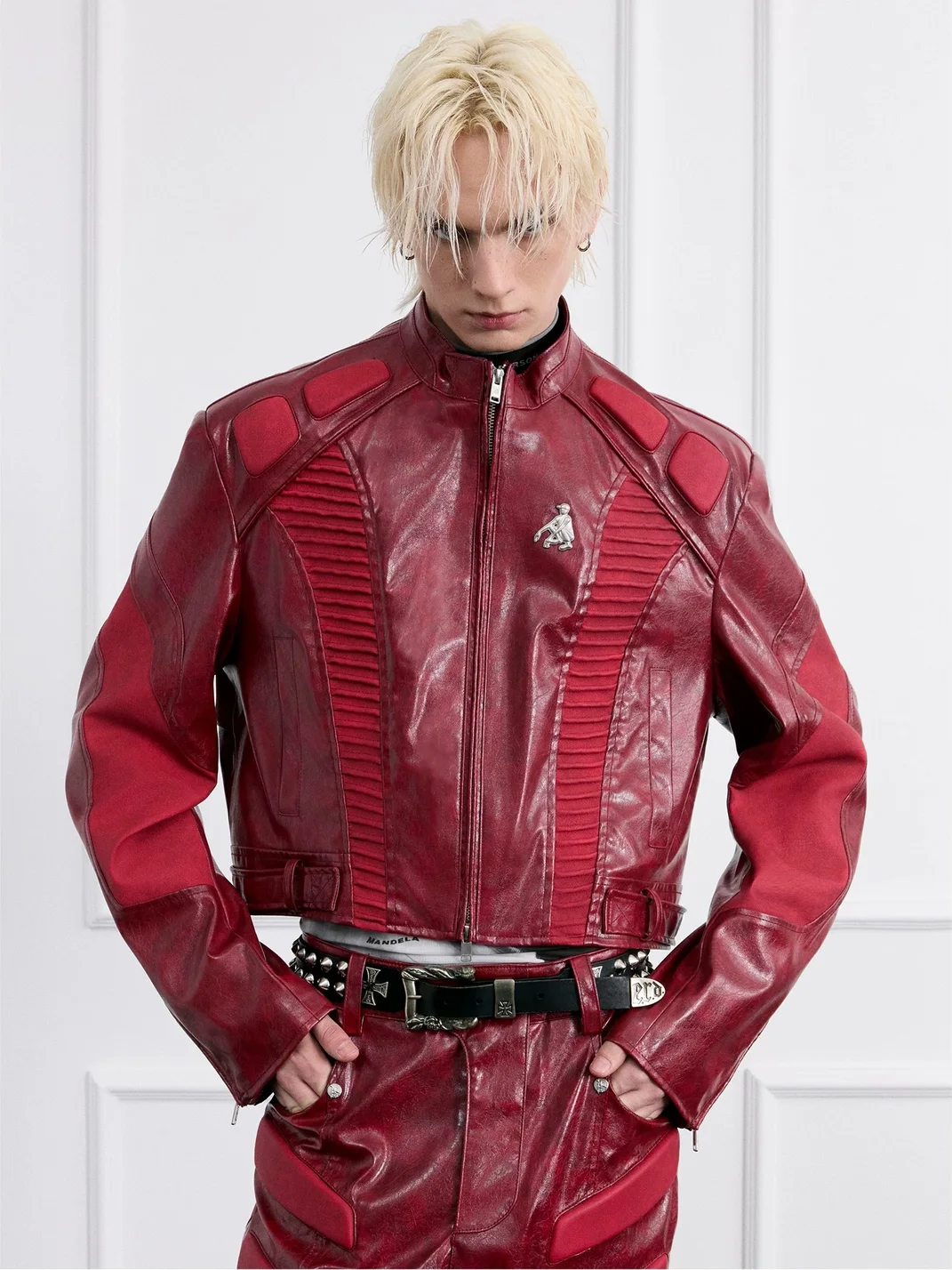 FACEONLAB | Cropped Motorcycle Leather Jacket