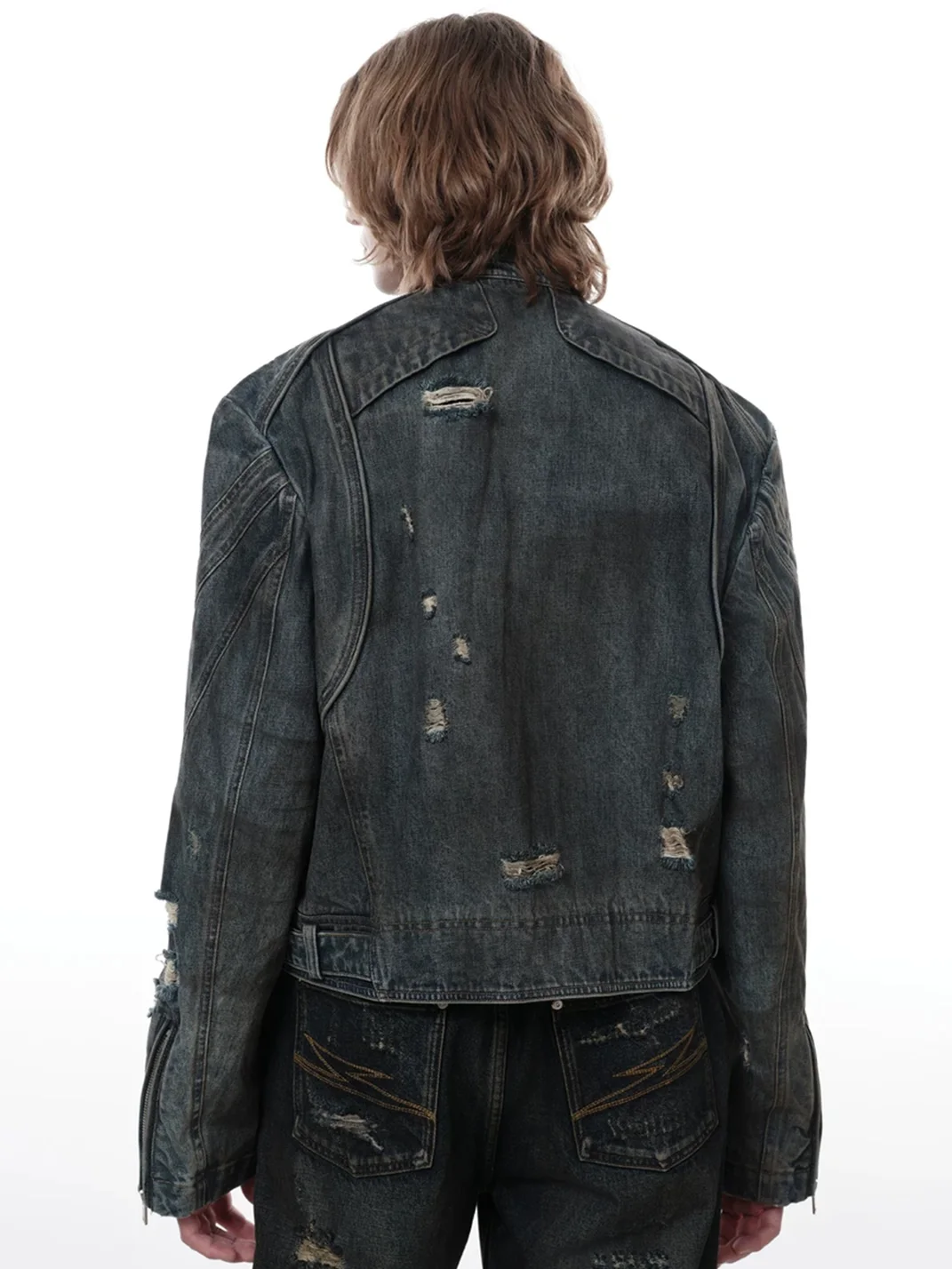 FACEONLAB | Washed Denim Motorcycle Jacket