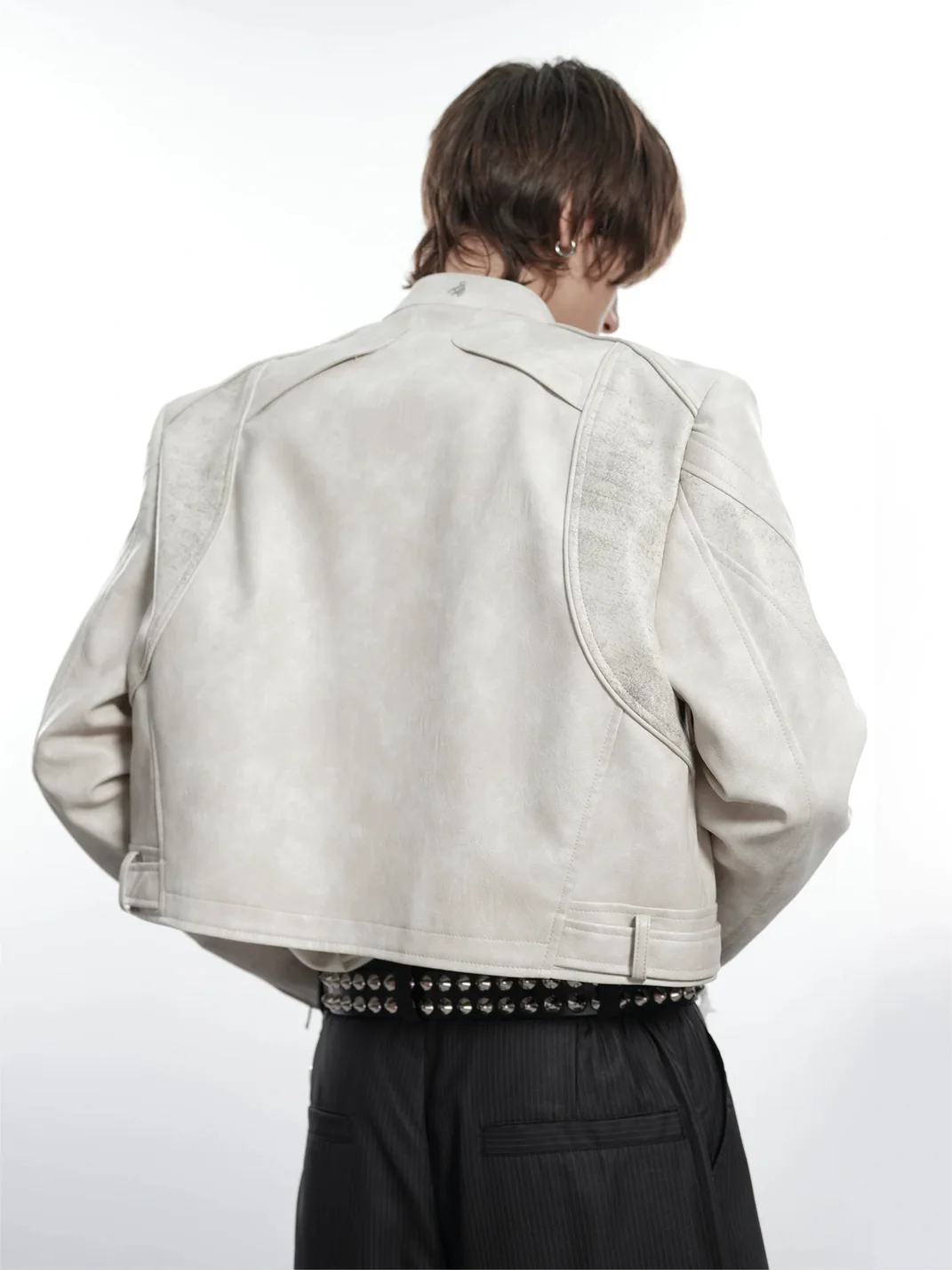 FACEONLAB | Cropped Motorcycle Leather Jacket