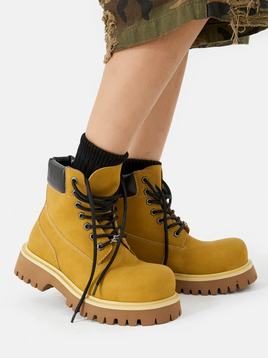 SENGUOGUO | High-Top Thick-Sole Derby Boots - 3