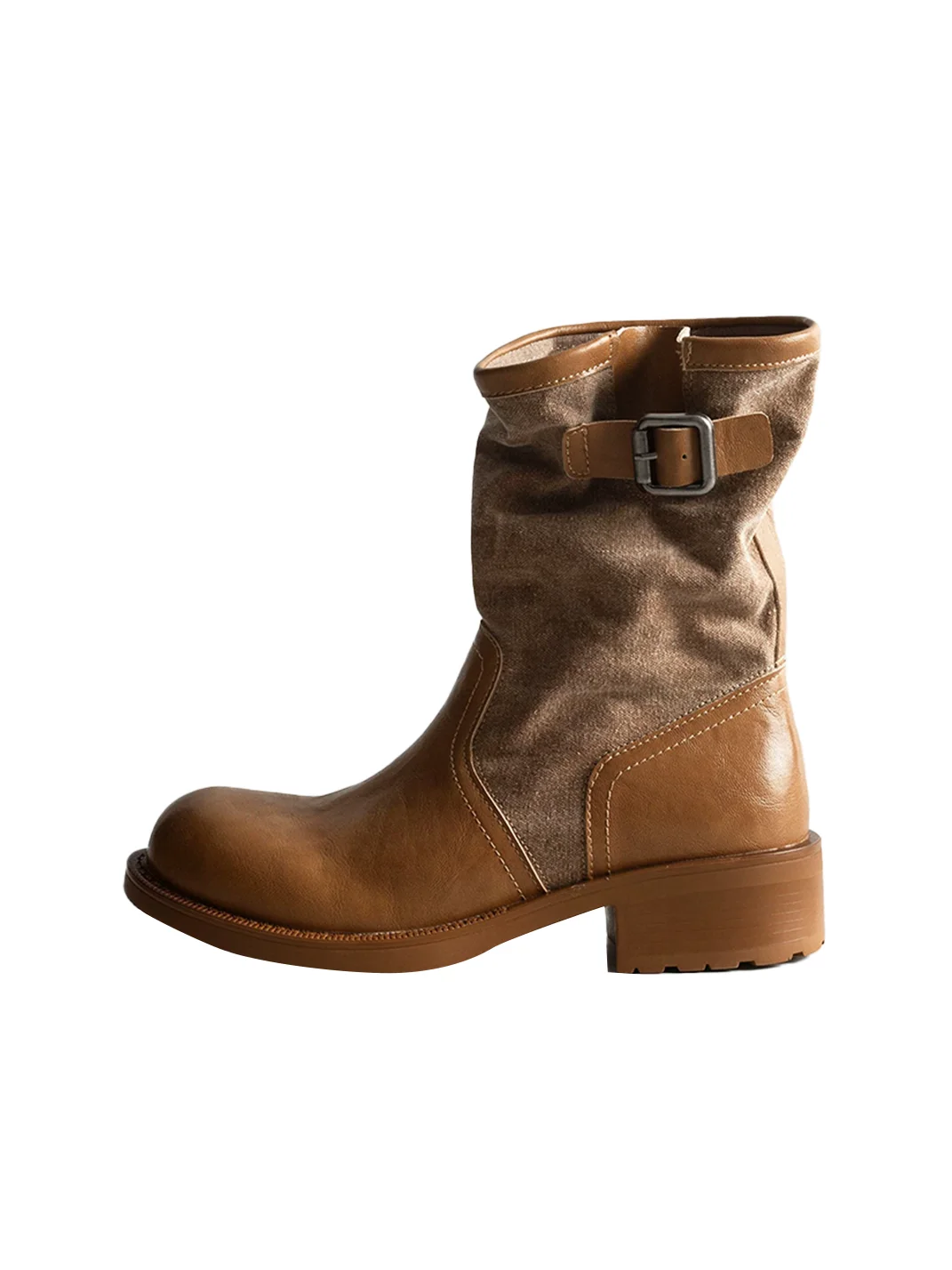 KAIMANLI | Buckle Chunky Heel Western Boots