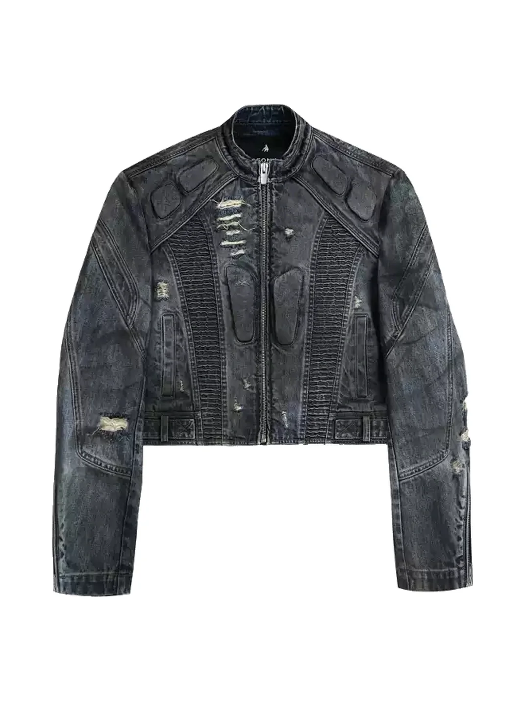 FACEONLAB | Washed Denim Motorcycle Jacket