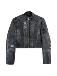 FACEONLAB | Washed Denim Motorcycle Jacket