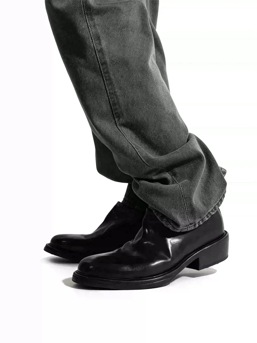 SELVMAKE | Handmade Wrinkled Cowhide Chelsea Boots With Back Zippers - 2