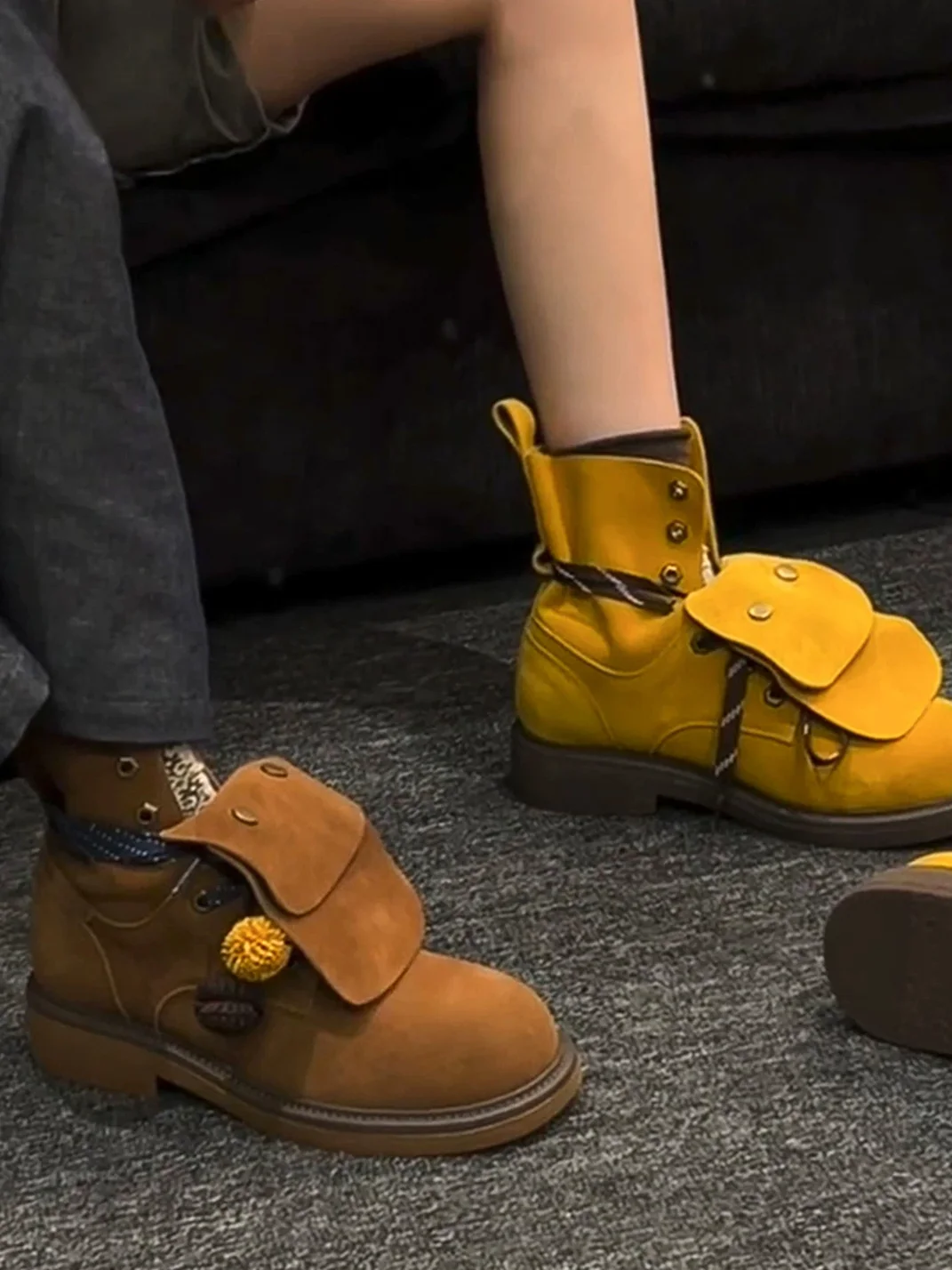 CSSStudio | Suede Lace-Up Fringe Chunky Heel Boots